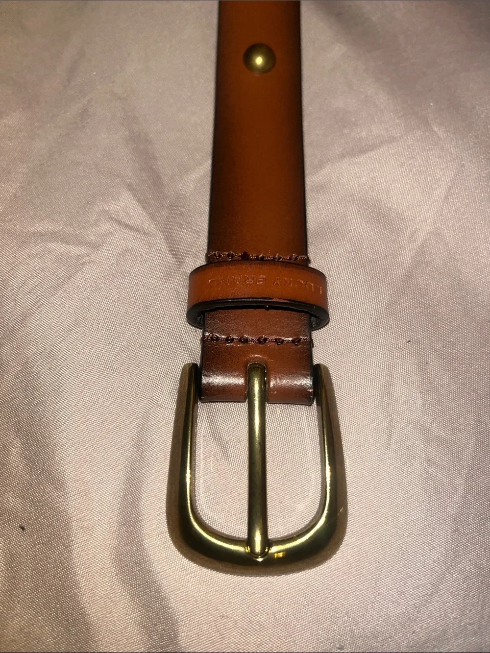 Lucky Brand Dome Studded Leather Belt Antique Brass Buckle Boho Western Cowgirl